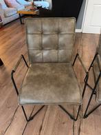 2 Industriële eetkamerstoelen met armleuning, Huis en Inrichting, Stoelen, Ophalen, Twee, Leer, Zo goed als nieuw