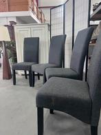 4x JYSK eetkamerstoelen antraciet/grijs – hoge rug, Huis en Inrichting, D, Ophalen of Verzenden, Zo goed als nieuw, Vier