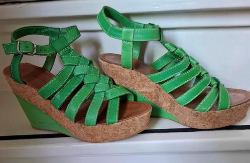 Fornarina groene wedge leren sandalen mt 38, Kleding | Dames, Schoenen, Zo goed als nieuw, Sandalen of Muiltjes, Groen, Ophalen of Verzenden