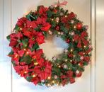 Prachtige grote kerstkrans rood, wit met velichting 60 cn, Ophalen of Verzenden, Zo goed als nieuw