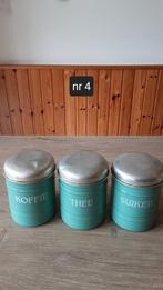 EMAILLE MINTGROENE BUSSENSET MET WITTE BLOKLETTERS., Antiek en Kunst, Ophalen of Verzenden