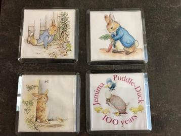 Beatrix Potter Onderzetters x 4, Peter Rabbit, Jemima Eend beschikbaar voor biedingen
