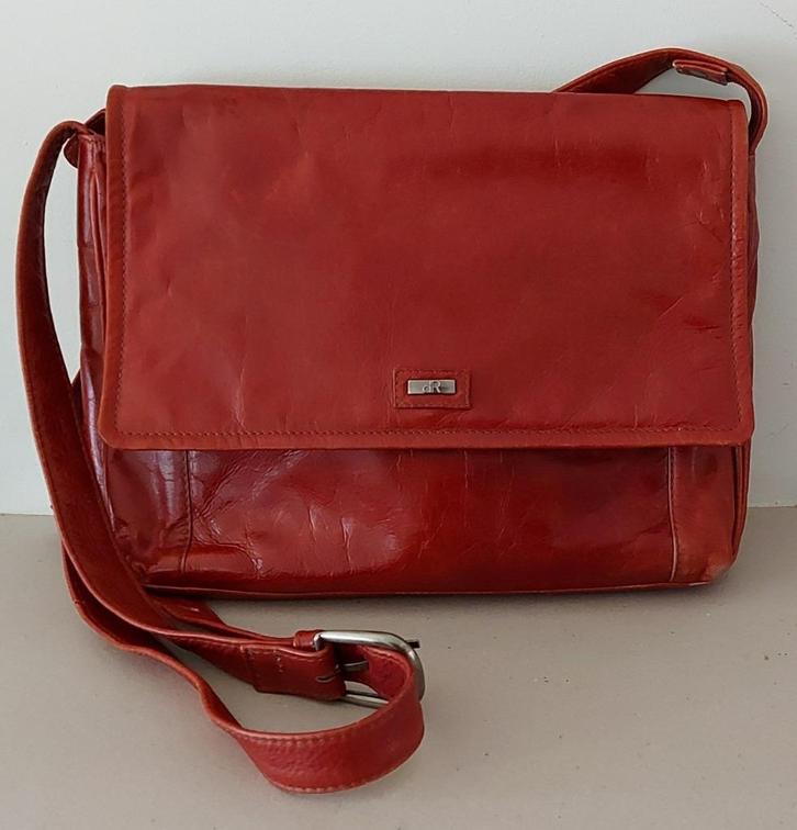 Vintage schoudertas bruin leer dR Amsterdam, Sieraden, Tassen en Uiterlijk, Tassen | Schoudertassen, Gebruikt, Overige merken