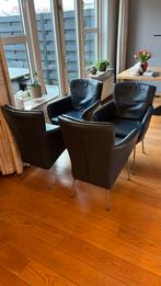 Set van 4 blauwe lederen stoelen, Ophalen, Gebruikt, Blauw, Leer