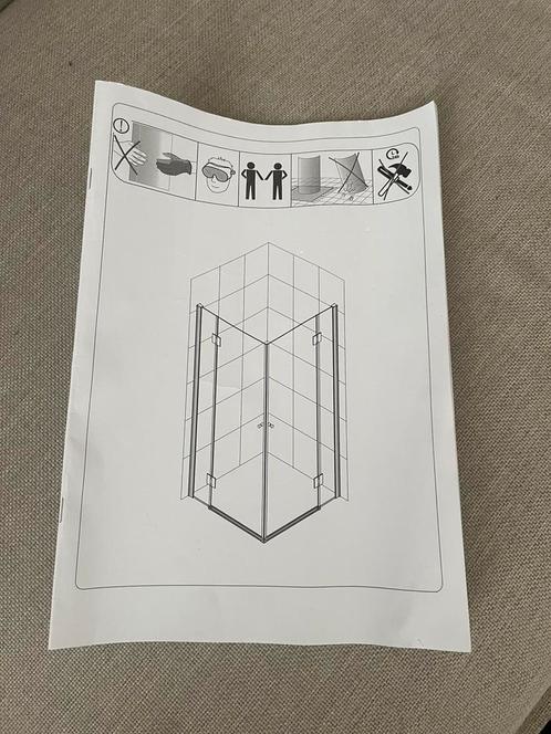 Douchedeur hoek 90x90 cm met draaideur, Doe-het-zelf en Verbouw, Sanitair, Gebruikt, Douche, Chroom, Glas, Ophalen