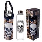 Skulls and Roses Herbruikbare glazen waterfles met hoes., Nieuw, Ophalen of Verzenden