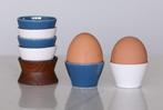 ✅ Set eierdoppen blauw wit keramiek SEVENTIES retro ca. 1970, Keramiek, Overige typen, Ophalen of Verzenden, Zo goed als nieuw