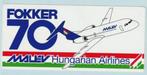 Malev Fokker 70 sticker, Verzamelen, Ophalen of Verzenden, Nieuw, Overige typen