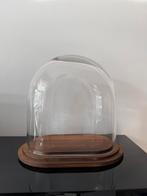 Stolp ovaal S helder glas bruin houten plateau, Veens Living, Nieuw, Elst, Info@veensliving.nl
