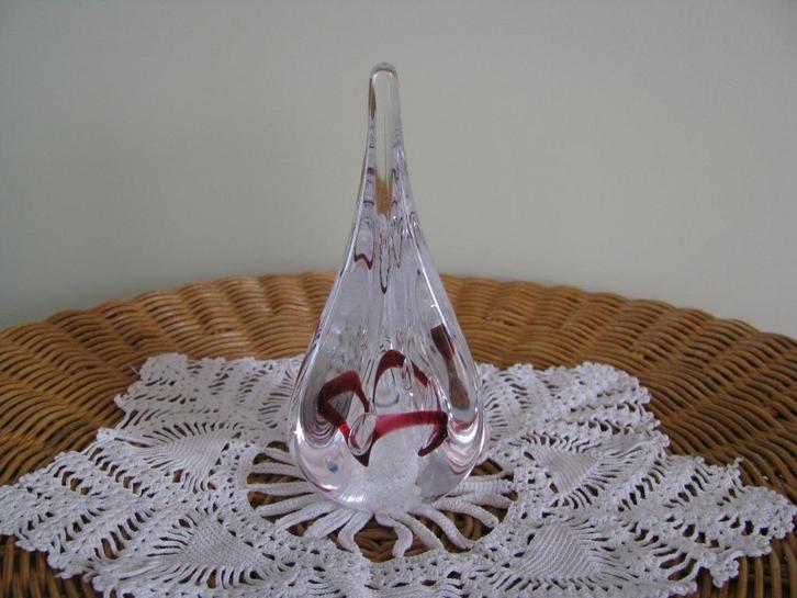 Glas * druppel * met 'n sliert rood * FRAAI * zie 17 x foto, Antiek en Kunst, Antiek | Glas en Kristal, Ophalen of Verzenden
