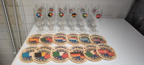 Collectie Europa 1992 Heineken bierglazen., Verzamelen, Biermerken, Zo goed als nieuw, Glas of Glazen, Heineken, Ophalen