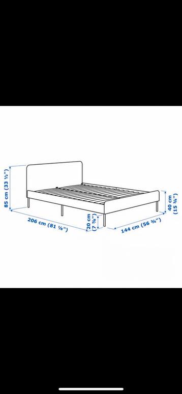 Bedframe SLATTUM IKEA 144/206 (grijs) - afbeelding 3