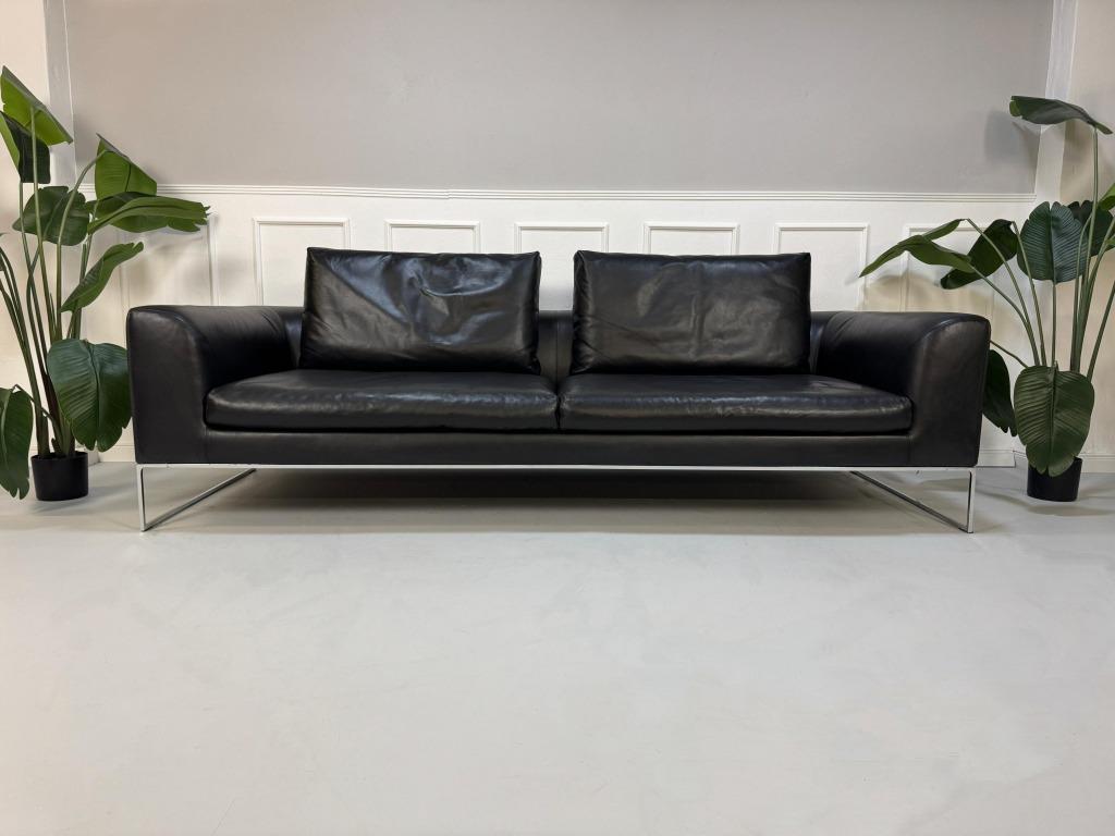 COR Mell Lounge Designbank zwart leer 3-zits, 250 tot 300 cm, Gebruikt, Driepersoons, Ophalen of Verzenden