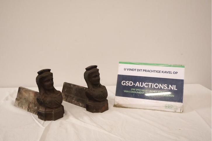 Set van 2 Antiek Gietijzeren Franse Haardbokken, Antiek en Kunst, Antiek | Overige Antiek, Ophalen of Verzenden