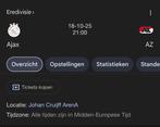 KAART GEZOCHT F SIDE AJAX AZ, Tickets en Kaartjes