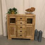 Dressoir - massief teak - 110 cm breed - 4 deuren -TTM Wonen, 100 tot 150 cm, Www.ttmwonen.nl, Glas, Nieuw