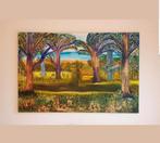 Schilderij BLUE GOLDEN FOREST 120x80, Ophalen, Nieuw, Schilderij, 75 tot 100 cm