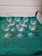 borrelglazen jaren 60 kristal 9 stuks geslepen, Verzamelen, Glas en Borrelglaasjes, Ophalen of Verzenden