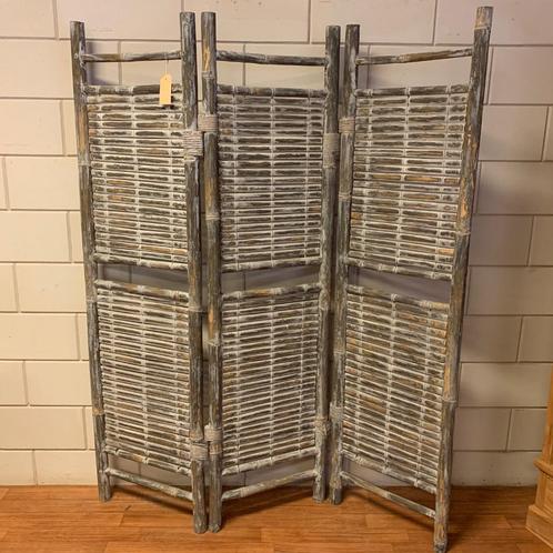 Kamerscherm - bamboe – grey wash - 150 cm breed - TTM Wonen, Huis en Inrichting, Woonaccessoires | Kamerschermen, Nieuw, Ophalen of Verzenden