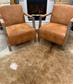 2 leren fauteuils fauteuil cognac, Huis en Inrichting, Fauteuils, Ophalen of Verzenden, Zo goed als nieuw, 75 tot 100 cm, 50 tot 75 cm