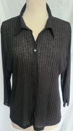 Dames bloes, mt. 46/48 (even meten). Zwart met wit streepje, Verzenden, Gedragen, Maat 46/48 (XL) of groter, Zwart