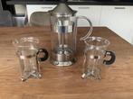 Frans koffiezetapparaatje met twee glazen cafetiere t.e.a.b., Ophalen, Overige modellen, Gemalen koffie, Zo goed als nieuw