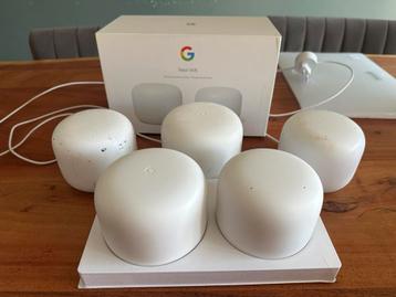 Google Nest Wifi set – 5 stuks (2 routers + 3 punten) beschikbaar voor biedingen