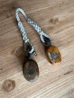 Houten enkelschijfs blokken, Ophalen of Verzenden, Gebruikt, Lijn of Blok