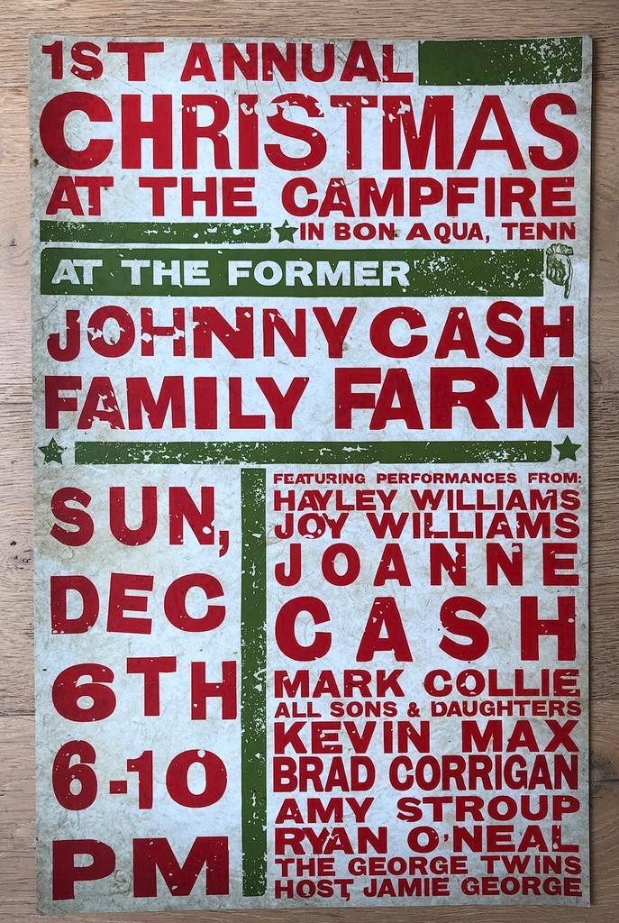 Poster kerstfeest farm van Johnny Cash 2015, Verzamelen, Muziek, Artiesten en Beroemdheden, Zo goed als nieuw, Poster, Artwork of Schilderij