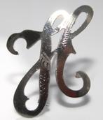 Schitterende Elegante Zilveren Letter H Broche, Verzenden, Zilver, Broche