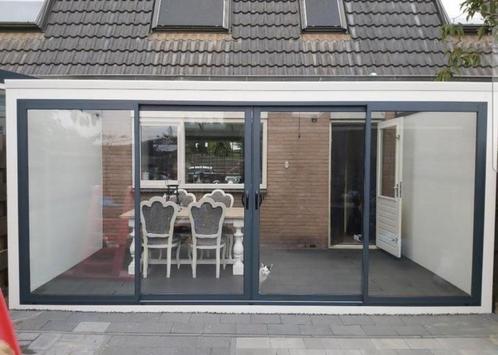 Aluminium veranda met glas dak ( exclusief ) schuifpui., Tuin en Terras, Overkappingen, Gebruikt, Veranda, Ophalen