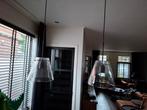 3 hanglampen mat zwart, dik glas en E27 fitting., Ophalen of Verzenden, Modern/klassiek, 75 cm of meer, Glas