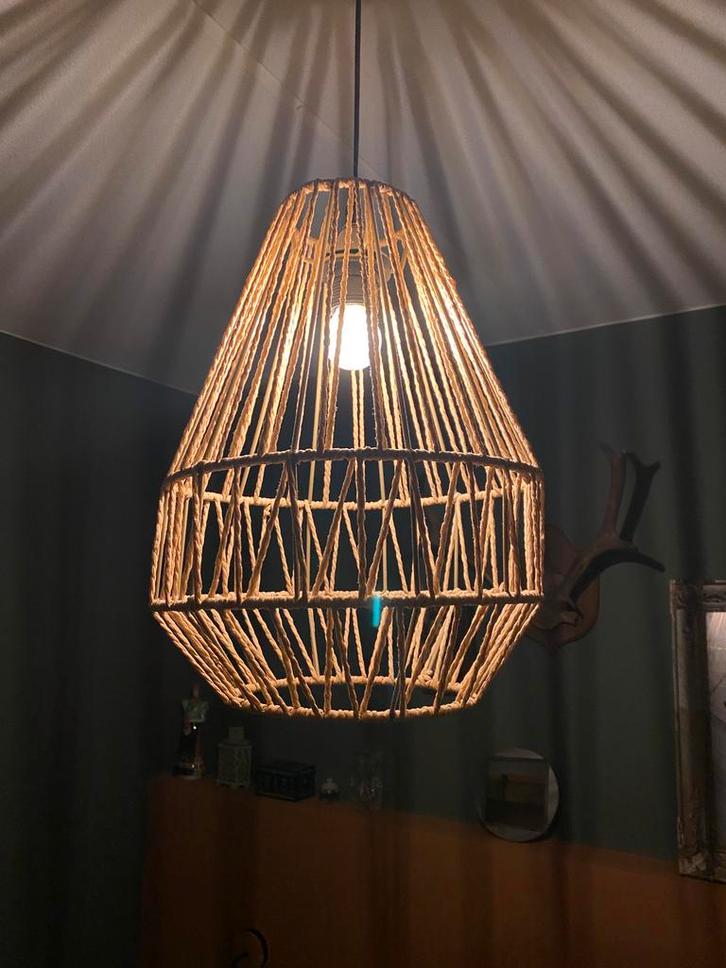 HANGLAMP ROTAN JUTE DRAADLAMP PLAFONDLAMP KWANTUM, Huis en Inrichting, Lampen | Hanglampen, Zo goed als nieuw, Minder dan 50 cm