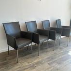 4 Bert Plantagie stoelen – leder & RVS – topstaat!, Verzenden, ., Zo goed als nieuw, .