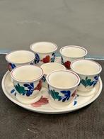 Boerenbont antiek Schaaltje met Eierdopjes en zoutvaatje, Ophalen of Verzenden