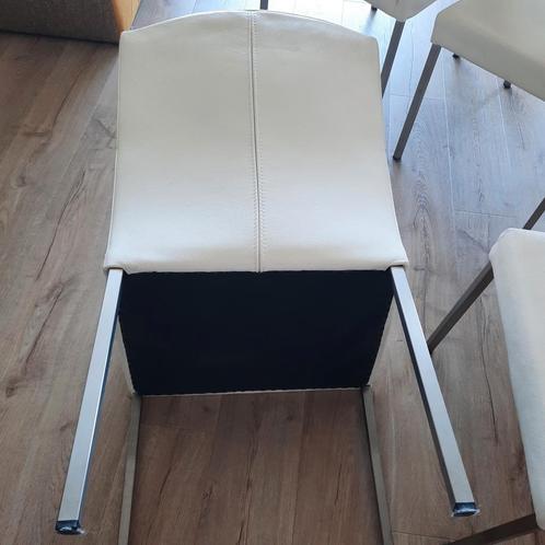Design eetkamerstoelen, Huis en Inrichting, Stoelen, Zo goed als nieuw, Vier, Leer, Wit, Ophalen
