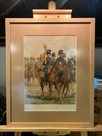 Ingelijste antieke militaire prent - Regiment Huzaren, Ophalen of Verzenden