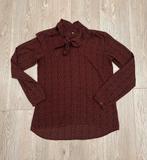 Danes blouse maat S met strik zwart/roestbruin, Kleding | Dames, Ophalen of Verzenden, Zo goed als nieuw, Maat 38/40 (M), Zwart