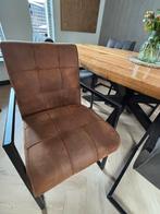 6 Industriële bruine/antraciete eetkamerstoelen, Huis en Inrichting, Stoelen, Ophalen, Overige kleuren, Zo goed als nieuw, Metaal