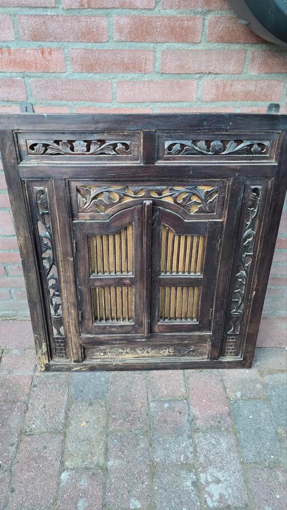 Houten Spiegel Frame met Luiken, Huis en Inrichting, Woonaccessoires | Spiegels, Gebruikt, Rechthoekig, Ophalen