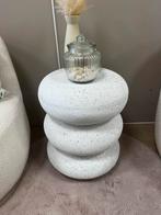 Witte Steen Look Bijzettafel, Ophalen, Minder dan 55 cm, Rond, Zo goed als nieuw