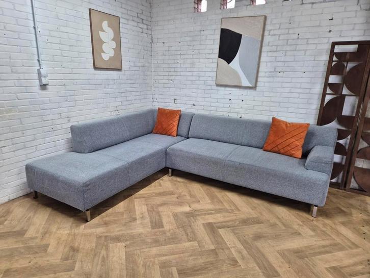 Hoekbank | Montel | Grijs, Huis en Inrichting, Banken | Sofa's en Chaises Longues, Zo goed als nieuw, Vierpersoons of meer, 150 cm of meer