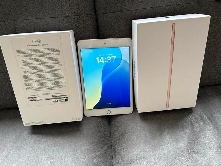 iPad Mini 5 A2124 (256GB) Wifi+Cellular - Goud, Krasvrij!, Computers en Software, Apple iPads, Gebruikt, Apple iPad Mini, Wi-Fi en Mobiel internet