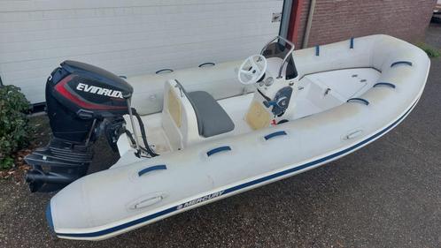 Mercury Ocean Runner 420 RIB met Evinrude 40 pk ETEC, Watersport en Boten, Rubberboten, Zo goed als nieuw, Quicksilver, Overige materialen