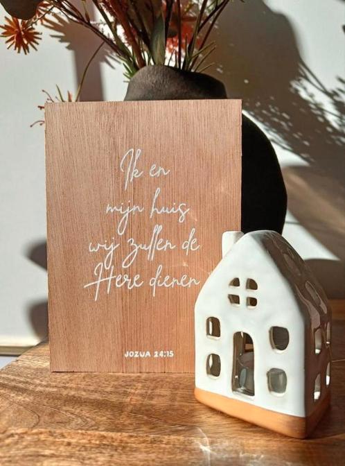 Handgemaakt; tekst op hout, Huis en Inrichting, Overige Huis en Inrichting, Nieuw, Ophalen