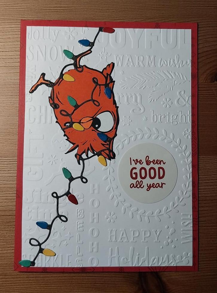 Zelfgemaakte Kerstkaart - vogel, Hobby en Vrije tijd, Kaarten | Zelfgemaakt, Nieuw, Kerst, Ophalen of Verzenden