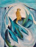 Aapje & Dolfijnen Schilderij - Babykamer Kunst, Antiek en Kunst, Ophalen of Verzenden