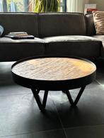 Woood Dax stoere salon/bijzettafel 74cm doorsnede 34cm hoog, Huis en Inrichting, Tafels | Salontafels, Ophalen, Gebruikt, 50 tot 100 cm