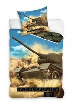 1-persoons dekbedovertrek legertank / leger voertuig NIEUW!, Blauw, Dekbedovertrek, Nieuw, Ophalen of Verzenden