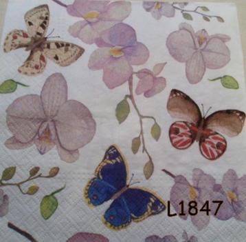 Servetten decoupage/bullet journal * orchidee vlinders L1847 beschikbaar voor biedingen